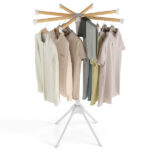 Foldable Bamboo Clothes Drying Rack with 40 Hanger Slots, Space Saving Laundry Drying Stand for Indoor Use - Image 2