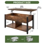 Coffee Table with Storage, Lift-Top Wooden Center Table for Home & Office, Rustic Brown(Shipment from Walmart) - Image 3