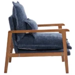 Cloud Shaped Indoor Leisure Chair with Solid Wood Armrest & Solid Wood Frame, Chenille Fabric Accent Chair with Lumbar Pillow, Single Sofa Chair Slate Blue - Image 14