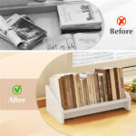 Desktop Bookshelf,Wooden Tilting Bookcase Small Desktop Bookshelf Organizer for Magazines - Image 6