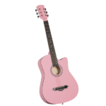 Matte Pink 38-inch Acoustic Guitar with Picks, Strings, Capo, Case, Tuner, and Strap