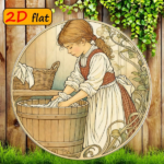 CIFbuy 2D Flat Round Aluminum Sign Vintage Girl Doing, "" Vintage Girl, Doing Laundry Wall Decor 7.87x7.87 Inch Outdoor Kitchen TikTok, Temu Self-pickup Logichics - Image 6