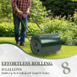 16in Heavy Duty Steel Lawn Roller, Garden Roller Can Be Filled with Water or Sand, Hand Roller with U-shaped Handle, Green & Black - Image 14