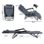 Portable Dual Purposes Extendable Folding Reclining Chair Grey - Image 3