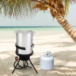 13*32inch Four-Piece Set, Black Round Iron Stove Frame, Silver Aluminum 30qt Turkey Pot 10qt Fish Pot, Gas Fryer - Image 52
