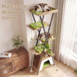 73" Multi-Level Cat Tree with Condo & Perch, Multi-Cat Climbing Tower with Scratching Pad & Interactive Toys - Image 10