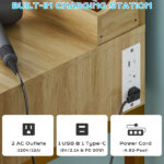 Oak-colored particleboard with a textured melamine veneer, 1 drawer with 3 compartments, dressing table set, includes 8 tri-color dimmer light bulbs, power strip, grille series - Image 5