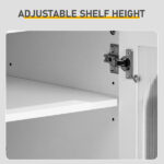 Two-door, polycarbonate sheet shoe cabinet with four internal layers, USB LED strip, and 24 adjustable buttons. Made of particleboard and polycarbonate sheet. Dimensions: 68*40*83.5 cm. White - Image 8