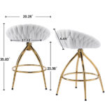 2pcs Teddy Velvet Gold-plated Iron Feet Bar Stool Weaving Style White With Swivel - Image 5
