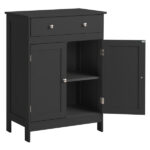 Black particleboard with melamine veneer, 60*30*80cm, double doors, single drawer, bathroom vanity - Image 3