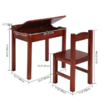 Flip Top Kids Table and Chair Set, Wood Activity Table Set with Storage Space for Arts Crafts, Dark Coffee - Image 9