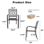 Chair 2 - Heavy-Duty Metal Chair 350LB Capacity, Ergonomic Breathable Patio Chair - 30 Min Assembly, All-Weather Metal Frame for Indoor Outdoor Use, Picnic, BBQ, Party & Camping - Image 7