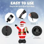 7 FT Lighted Christmas Inflatable Decoration, Inflatable Black Santa Claus Holding Gift, Funny Blow Up Yard Decorations with Built-in LED Lights for Holiday Party Front Yard Lawn Garden Decor - Image 5