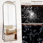 58"x19" Arched Full Length Mirror with Aluminum Alloy Frame Freestanding Floor Dressing Mirror, Black (Shipment from Walmart) - Image 5