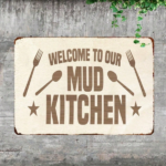 CIFbuy Rustic Vintage Welcome To Our Mud Kitchen Sign, Durable Waterproof Aluminum Plaque With Crossed Utensils & Stars, Utensils & Stars, 2D Flat Outdoo OuikTok, OuikTok, ith Crossed Utensils & Stars Self-rackup Logiopdoo Plaque - Image 6