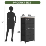 4 Drawer Dresser with Durable Steel Frame & Handles for Adult for , Living Room, Black (Shipment from Walmart) - Image 2