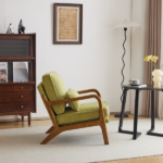 Low Arm Accent Chair - Olive Green Corduroy Upholstered Indoor Lounge Chair, Compact Single Seater with Sturdy Frame (330LBS Weight Capacity) - Image 11