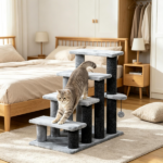 Cat Tree Tower with Cat Stair Steps, Scratching Post and Hanging Play Ball, for High Bed, Sofa, Indoor and Outdoor - Image 4