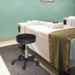 Round Stool Plastic Arch Feet Rotation Bar Stool Black - Image 18