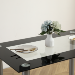 Same Code 02878244 5 Pieces Dining Table Set for 4, Kitchen Room Tempered Glass Dining Table, 4 Chairs, Black Table legs are silvery - Image 51