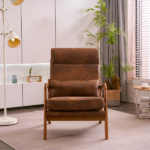 Same Code 28822889 High Back Solid Wood Armrest Backrest Iron Frame Bronzing Cloth Indoor Leisure Chair Orange - Image 25