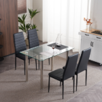 4pcs Elegant Assembled Stripping Texture High Backrest Dining Chairs Black Replace encoding 13028198-18410366 - Image 156