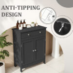 Black particleboard with melamine veneer, 60*30*80cm, double doors, single drawer, bathroom vanity - Image 14