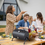 Portable Charcoal Grill with Thermometer & Wooden Handle, Compact Tabletop Barbecue Grill for Outdoor Camping BBQ Grilling Backyard Party Cooking - Image 8