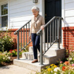 Silver Outdoor 2-Step Iron Handrail - Image 8