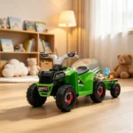 Green 6V Toddler Electric Vehicle – with Toy-Carrying Back Trailer, Gentle Forward & Backward, Durable Wear-Resistant Wheels 18-36 Months - Image 4