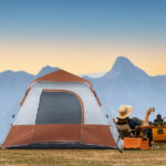 240*240*150cm Spring Quick Opening Four-Person Family Tent Camping Tent Brown - Image 7