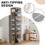 7-tier, 360° rotating wood-plastic composite shoe rack, 60*60*184cm, gray - Image 15