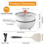 Electric Hot Pot Non-Stick Frying Pan Portable Rapid Noodles Cooker with Long Handle Steamer Spatula Dual Power Control Overheat Dry-Boil Protection for College Dorm Room Essential - Image 10