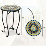 14" Metal Side Table, Indoor Outdoor Decorative End Table X-Base Heavy Duty Plant Stand for Patio Garden Living Room - Yellow - Image 8