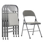 Same code 52529768 4pcs Elegant Foldable Iron & PVC Chairs for Convention & Exhibition Gray - Image 4