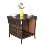 Glass Surface Brown Gradient Iron Frame Rattan Side Table - Image 26