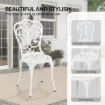 3 PCS Outdoor Bistro Set, All-Weather Cast Aluminum Butterfly Bistro Table and Chairs Set of 2, Patio Bistro Set for Backyard, Garden, Balcony White - Image 6