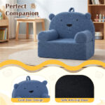Bear-Shaped Kids Sofa, Teddy Fleece Foam Chair for Toddlers 3+, Portable Bear-Shaped Couch (Navy) - Image 10