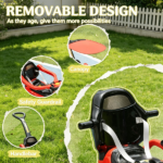 Red 3 in 1 Kids Push & Sliding Car: with Removable Handle, Music, Horn, Canopy & Safety Guardrail for Toddlers - Image 8