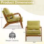 Low Arm Accent Chair - Olive Green Corduroy Upholstered Indoor Lounge Chair, Compact Single Seater with Sturdy Frame (330LBS Weight Capacity) - Image 13