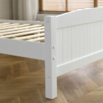 FCH Twin Pine Single-Layer Core Vertical Stripe Full-Board Curved Bed Head With The Same Bed Foot White Wooden Bed - Image 17