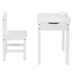 Flip Top Kids Table and Chair Set, Wood Activity Table Set with Storage Space for Arts Crafts, White - Image 8