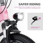 24 Inch Kids Mountain Bike for Boys & Girls Ages 7-12 – 7-Speed Gears, Dual Disc Brakes, Shock Absorber Front Fork, LED Light – Silver & Pink -Does not support self pick up - Image 2