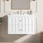 30" Modern Floating Bathroom Vanity with Oval Knobs & Round Edge, Soft-Close Drawer Slides, Bathroom Cabinet with Ceramic Sink - Image 12