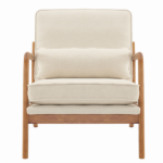 Same Code 16753613 Oak Armrest Oak Upholstered Single Lounge Chair Indoor Lounge Chair Off-White - Image 6