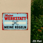 CIFbuy Retro German Slogan Metal Sign Meine Werkstatt Meine" Regeln, Vintage Tool Theme Garage Wall Decor, Wall Decor, 2D Flat Crossed Wrench Plaque WerkstatikTok, WerkstatikTok, t Self-pickup Logiopics - Image 2