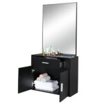 same code 75512472 15% E0 chipboard linen top 1 drawer 1 door with mirror Salon cabinet black - Image 5