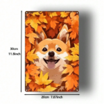 CIFbuy Cute Shiba Inu Metal Sign Autumn Leaves Dog Plaque Sturdy Tin Wall Art Home Decor Kitchen Bedroom Bar Restaurant 2D Flat TikTok, TikTok, Self-pickup Logiopics - Image 2