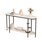 Same Code 40085878 Console Table 2 Tier Narrow Entryway Table with Storage Shelves Faux Marble Narrow Table for Living Bedroom Hallway Office Easy Assembly, Black & White - Image 7