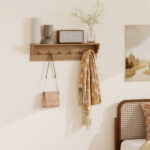 Wall Mount Coat Rack with Shelf - 31.5"x5.5"x8", 6 Hooks & 110LBS Capacity (Natural) - Image 6